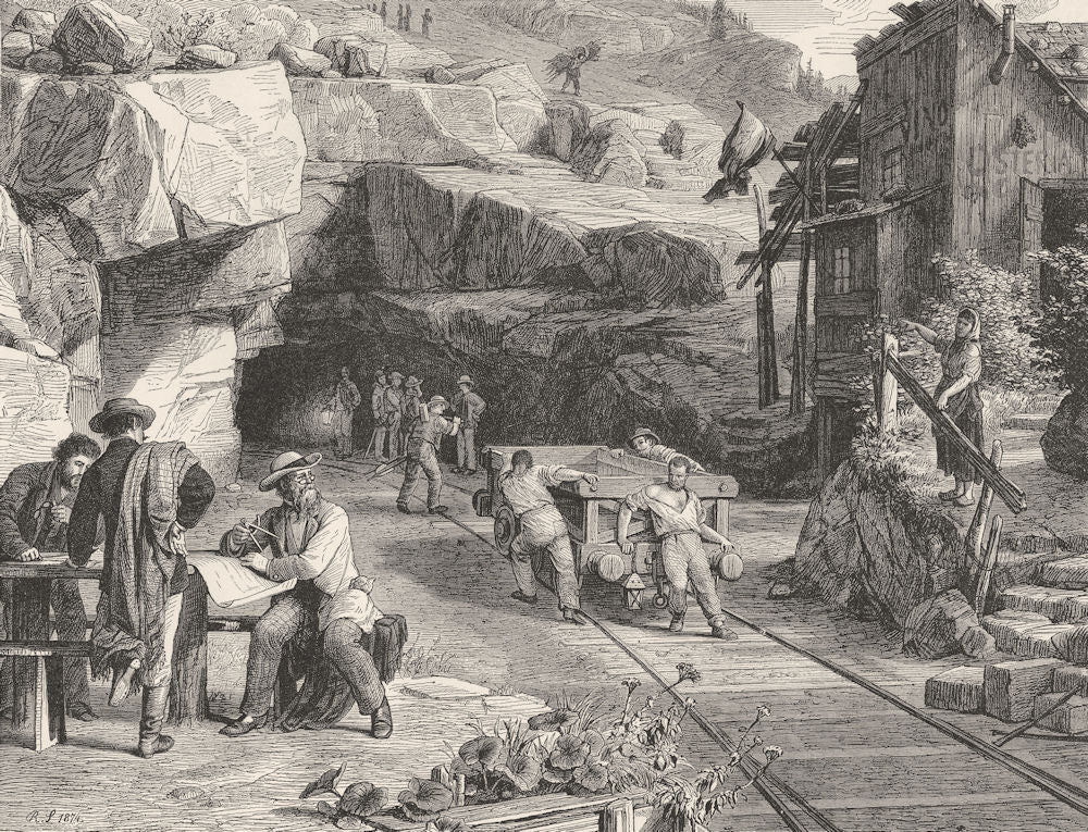 ITALY. Across the St Gothard. Making the Tunnel through the St Gothard 1877